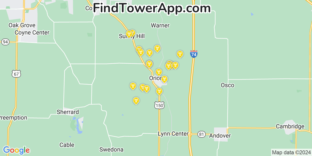 T-Mobile 4G/5G cell tower coverage map Orion, Illinois