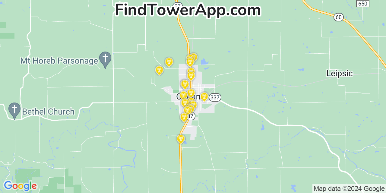 T-Mobile 4G/5G cell tower coverage map Orleans, Indiana