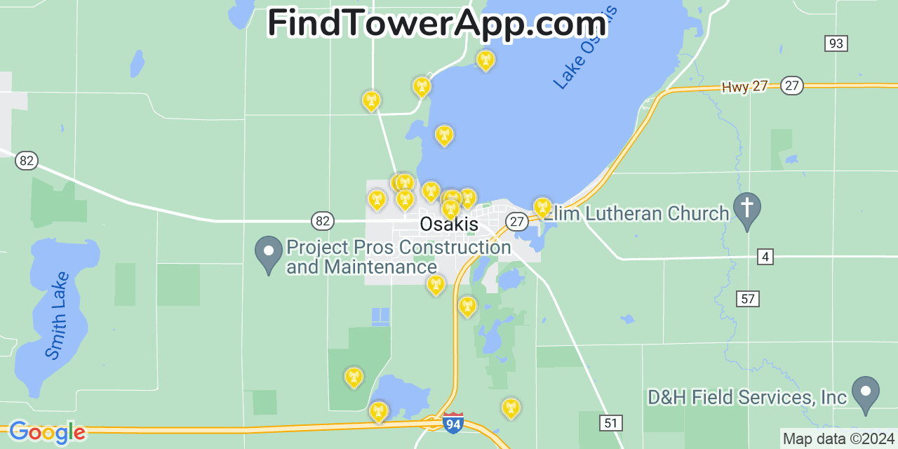 AT&T 4G/5G cell tower coverage map Osakis, Minnesota