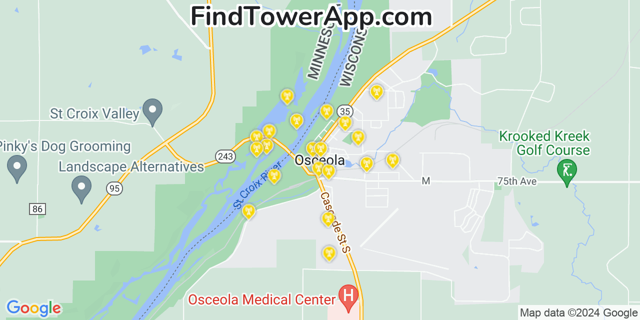 T-Mobile 4G/5G cell tower coverage map Osceola, Wisconsin