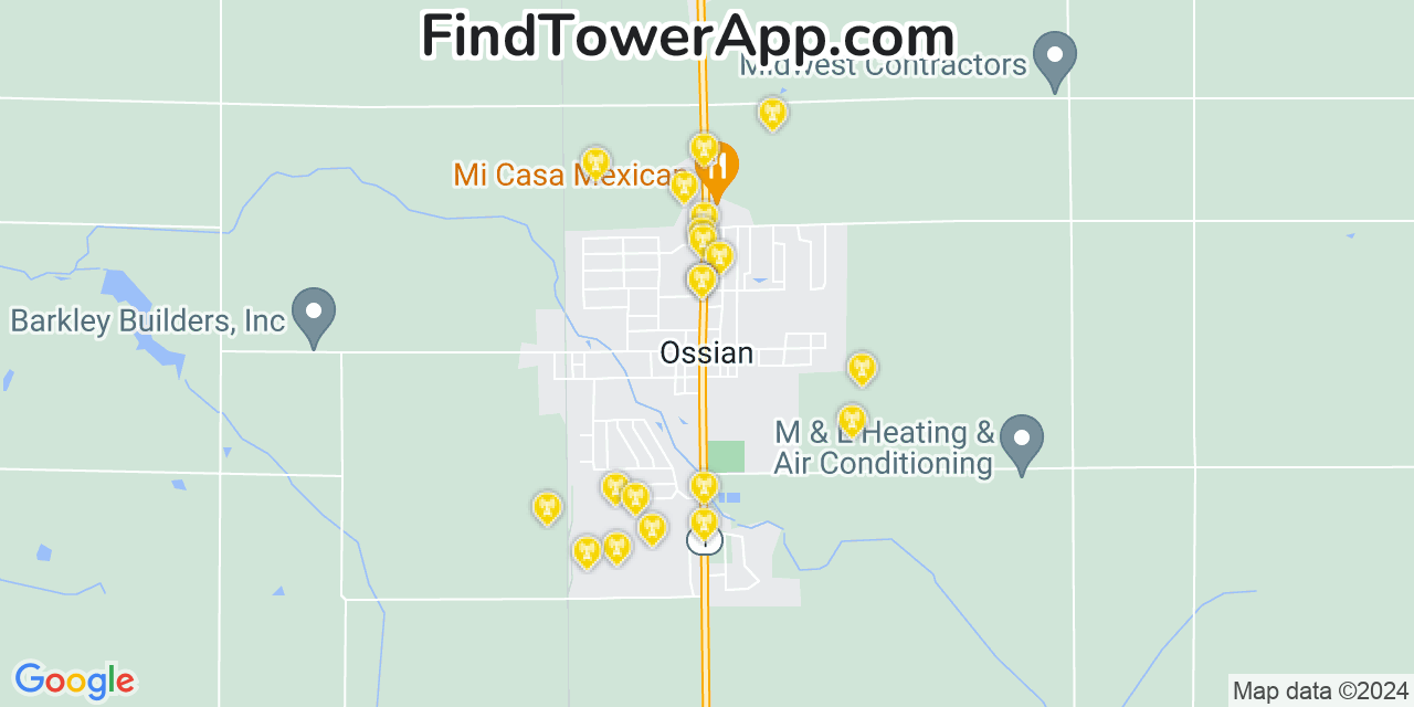 T-Mobile 4G/5G cell tower coverage map Ossian, Indiana