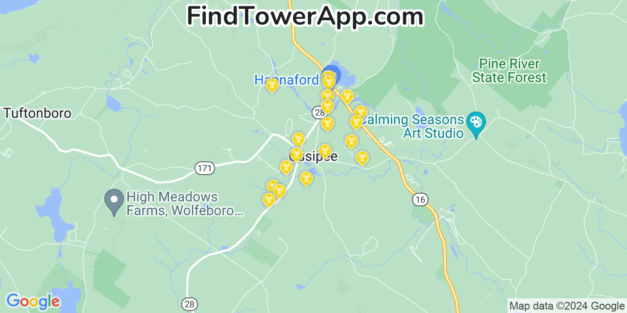 T-Mobile 4G/5G cell tower coverage map Ossipee, New Hampshire