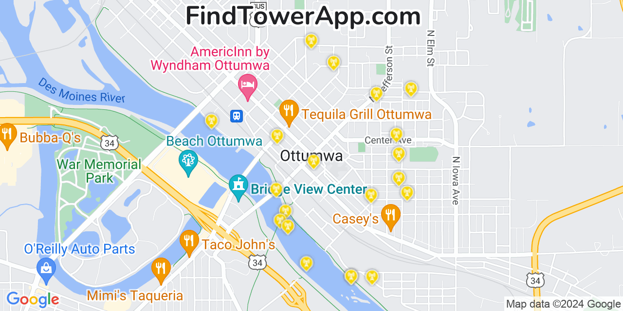 T-Mobile 4G/5G cell tower coverage map Ottumwa, Iowa