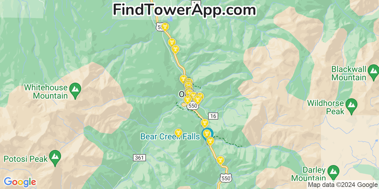 T-Mobile 4G/5G cell tower coverage map Ouray, Colorado