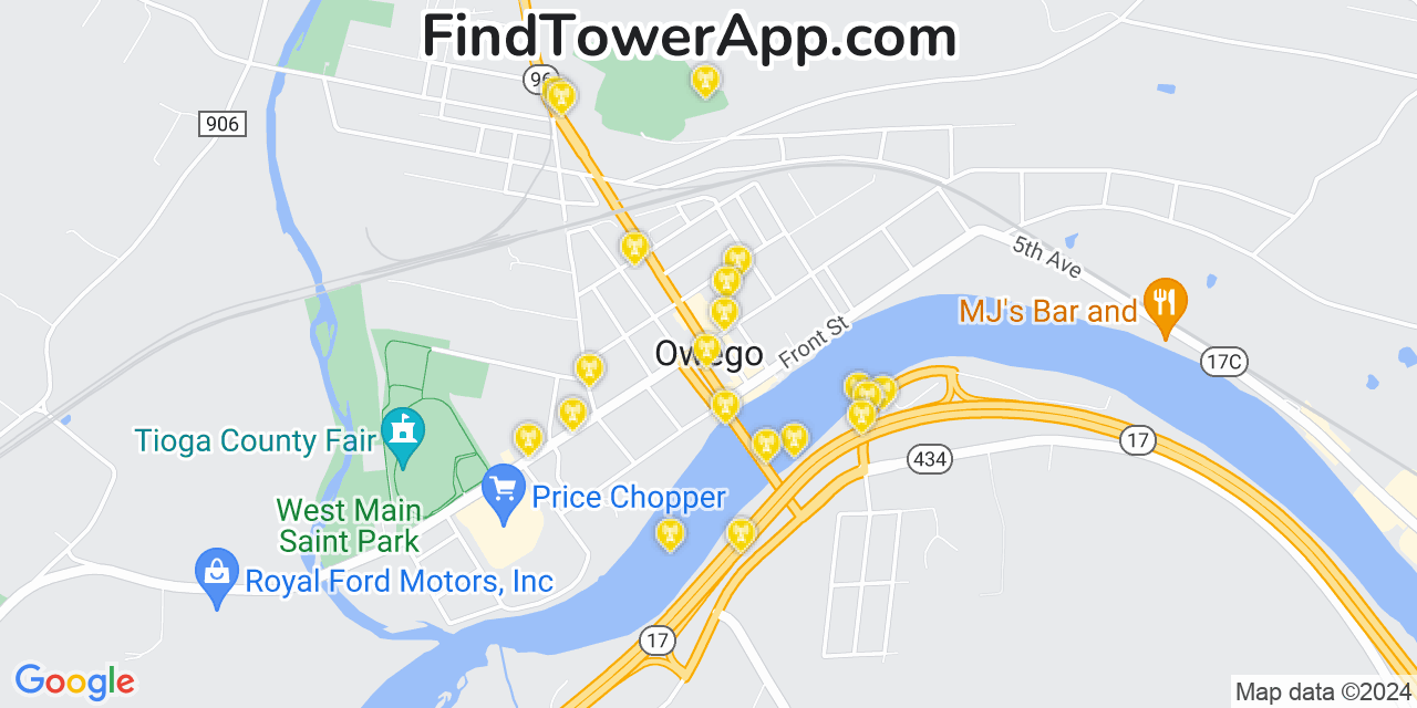 T-Mobile 4G/5G cell tower coverage map Owego, New York