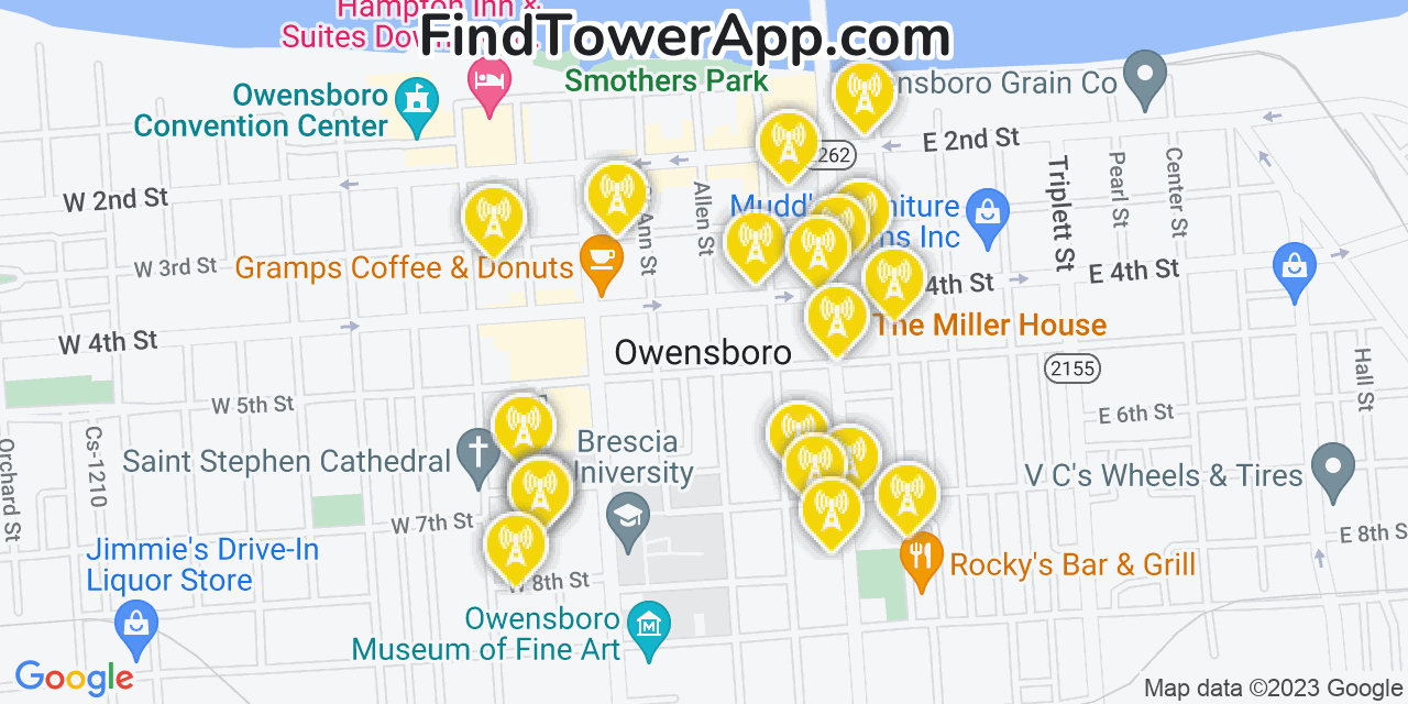 Owensboro Kentucky Cell Tower Coverage Map