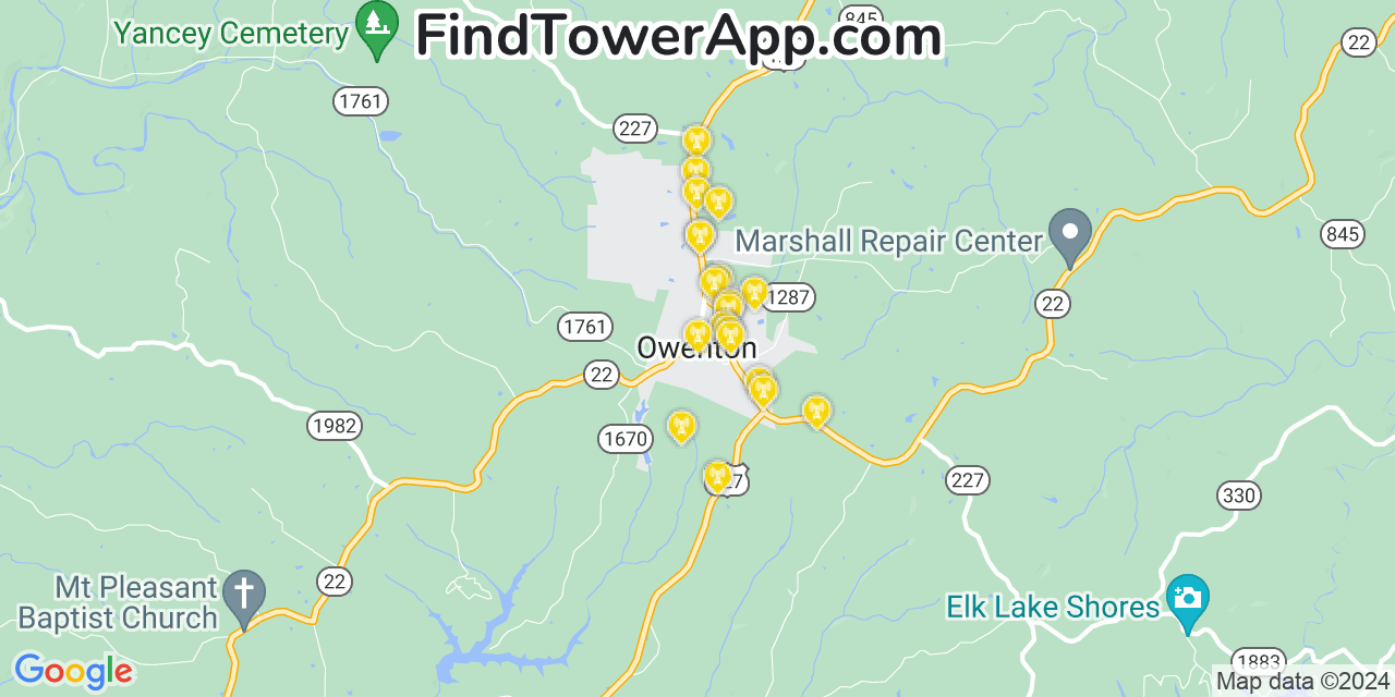 Verizon 4G/5G cell tower coverage map Owenton, Kentucky