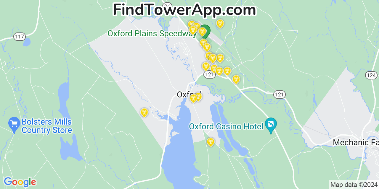 T-Mobile 4G/5G cell tower coverage map Oxford, Maine