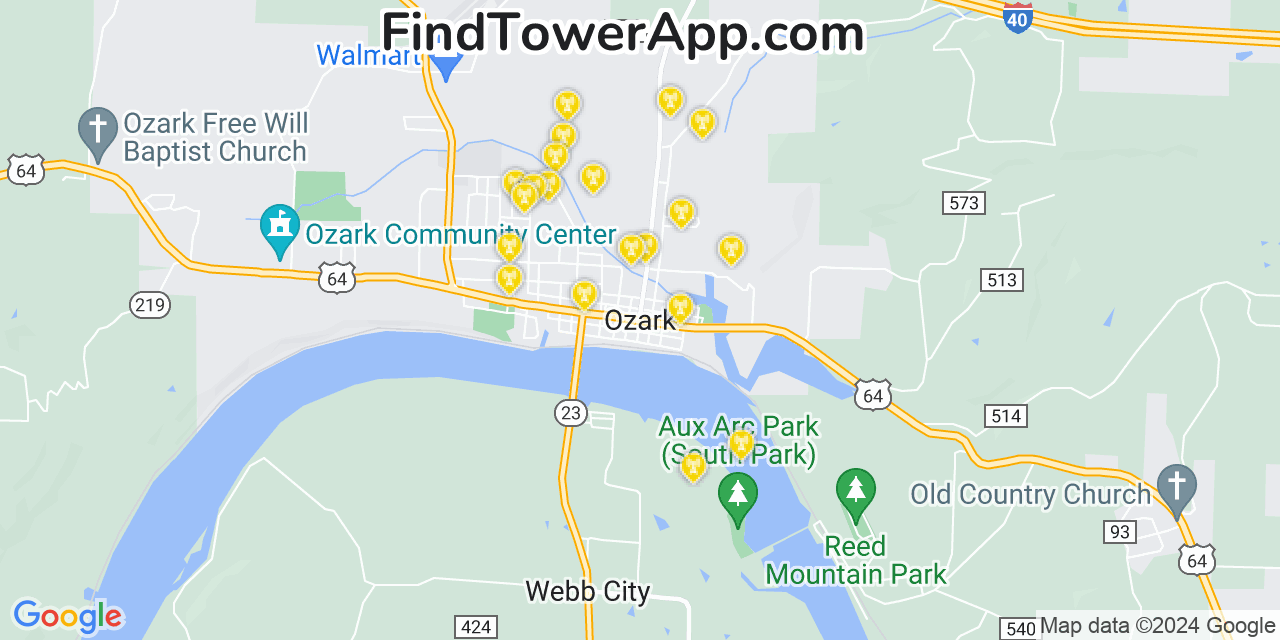 T-Mobile 4G/5G cell tower coverage map Ozark, Arkansas