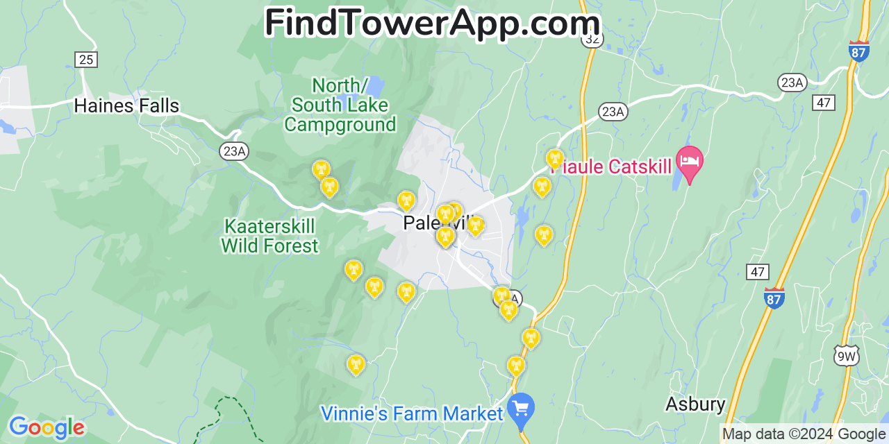 Verizon 4G/5G cell tower coverage map Palenville, New York