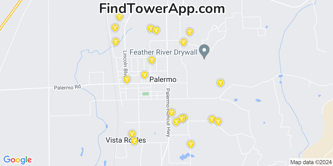 T-Mobile 4G/5G cell tower coverage map Palermo, California