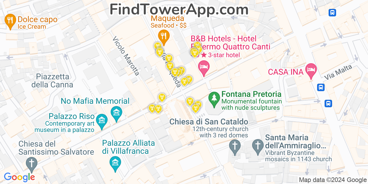 Palermo (Italy) 4G/5G cell tower coverage map