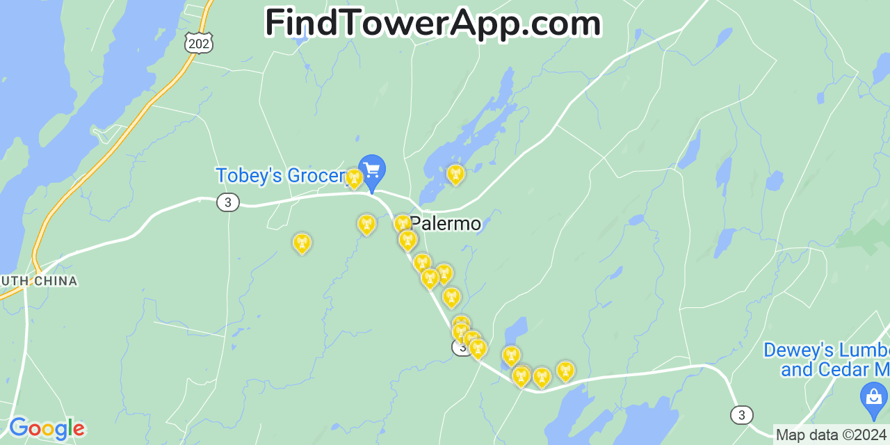 Verizon 4G/5G cell tower coverage map Palermo, Maine