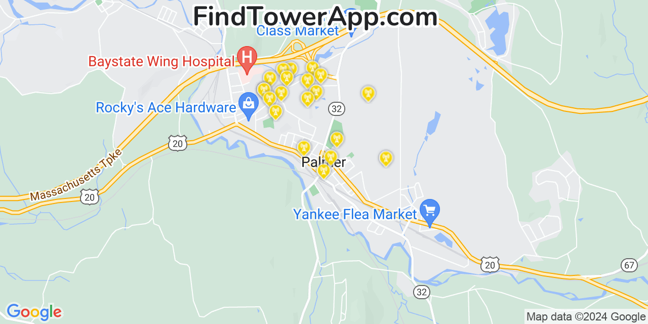 T-Mobile 4G/5G cell tower coverage map Palmer, Massachusetts