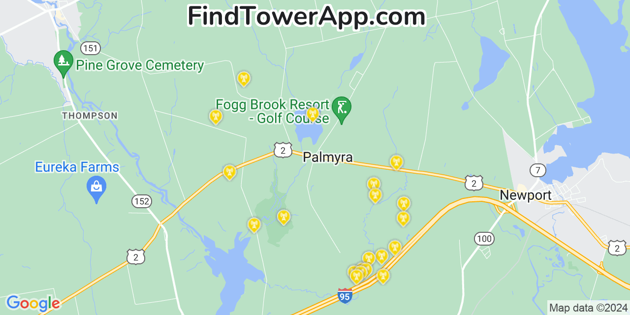 AT&T 4G/5G cell tower coverage map Palmyra, Maine