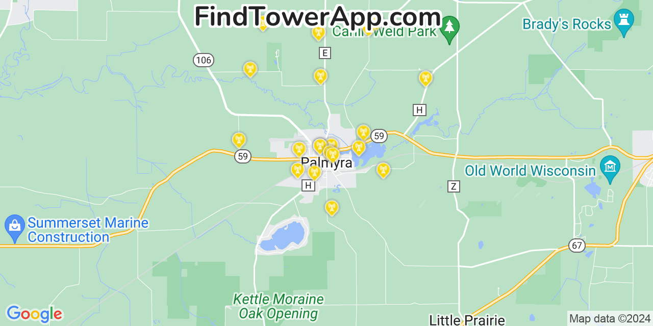 T-Mobile 4G/5G cell tower coverage map Palmyra, Wisconsin