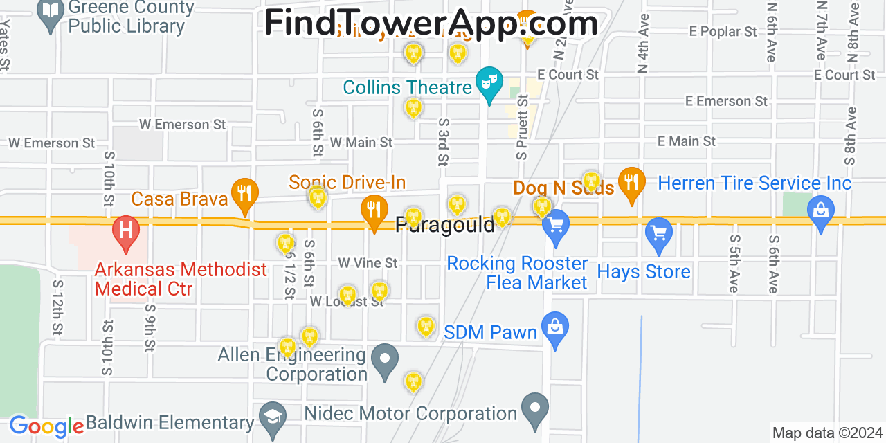 T-Mobile 4G/5G cell tower coverage map Paragould, Arkansas