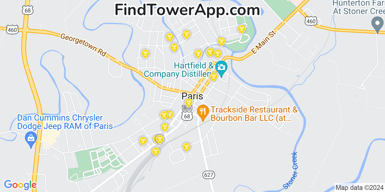 Verizon 4G/5G cell tower coverage map Paris, Kentucky