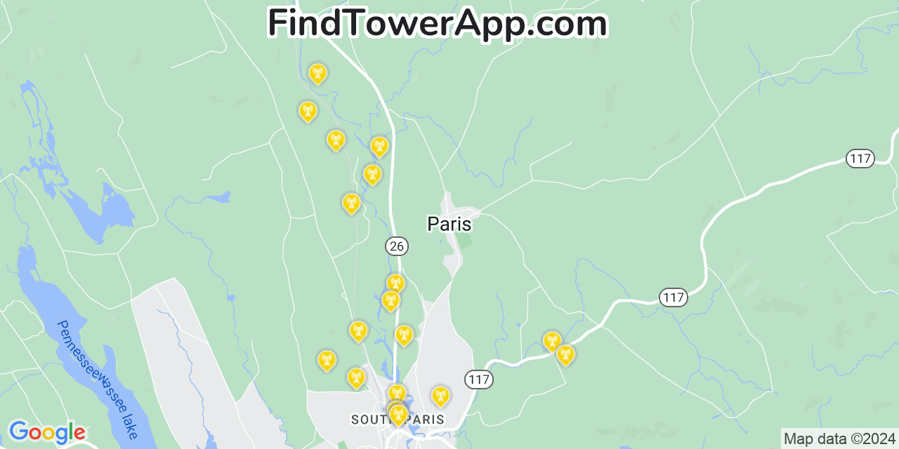 Verizon 4G/5G cell tower coverage map Paris, Maine