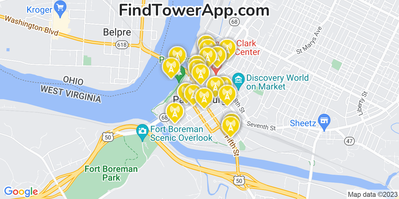 Parkersburg West Virginia Cell Tower Coverage Map