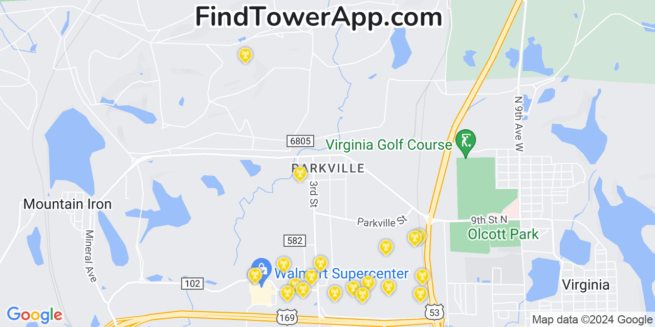 Verizon 4G/5G cell tower coverage map Parkville, Minnesota