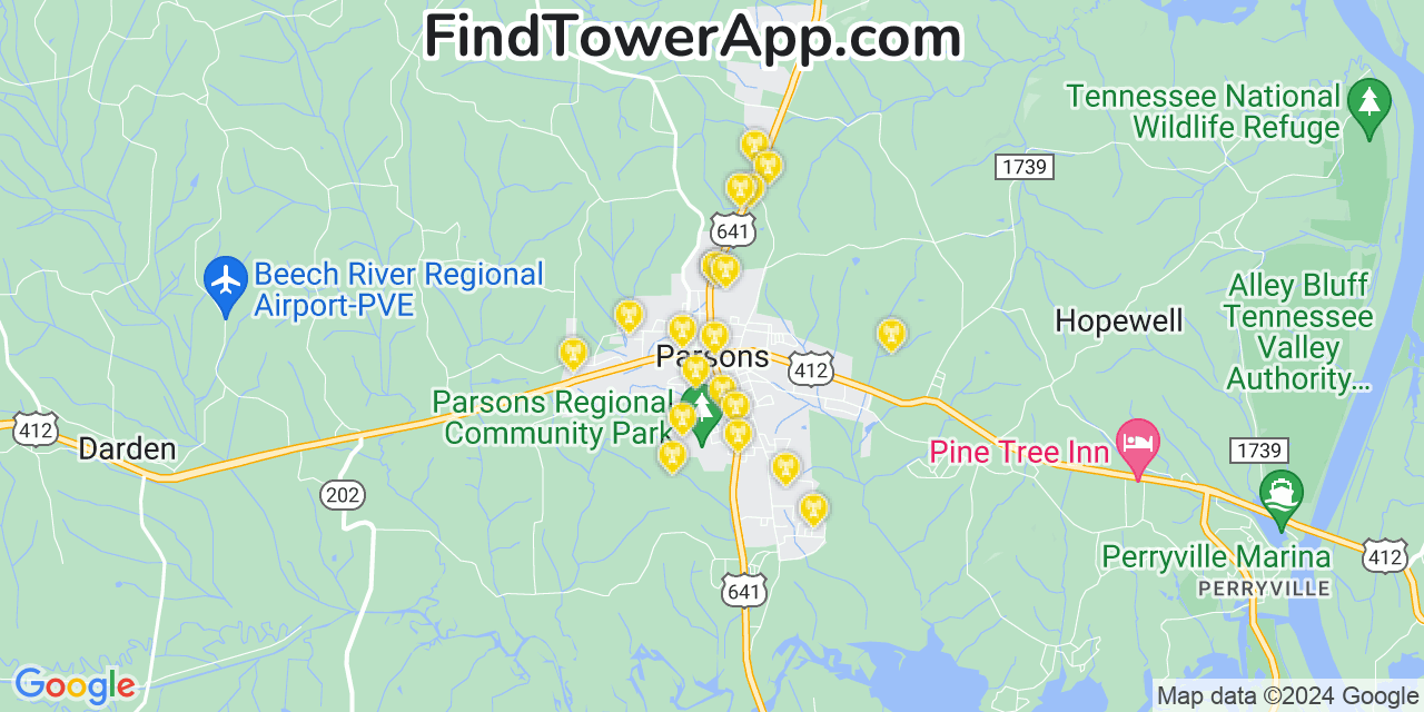 T-Mobile 4G/5G cell tower coverage map Parsons, Tennessee