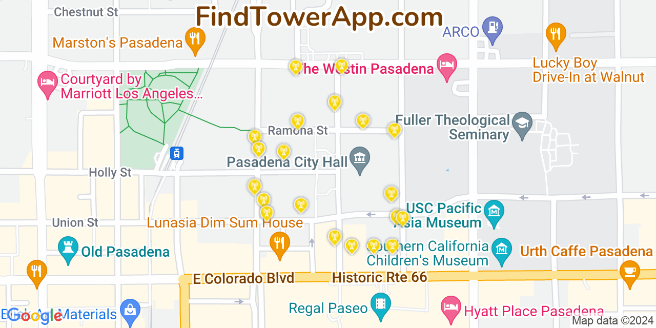 T-Mobile 4G/5G cell tower coverage map Pasadena, California