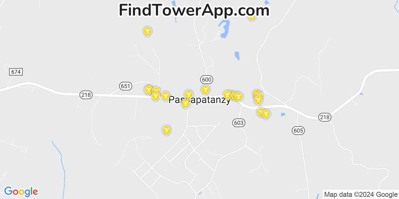 AT&T 4G/5G cell tower coverage map Passapatanzy, Virginia