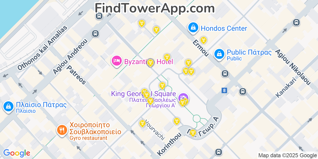 Patras Cell Towers, Greece - FindTower App Coverage Maps