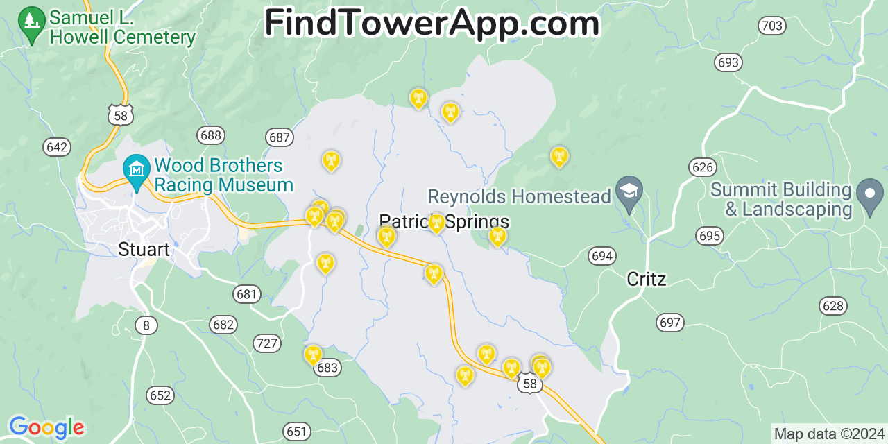 T-Mobile 4G/5G cell tower coverage map Patrick Springs, Virginia