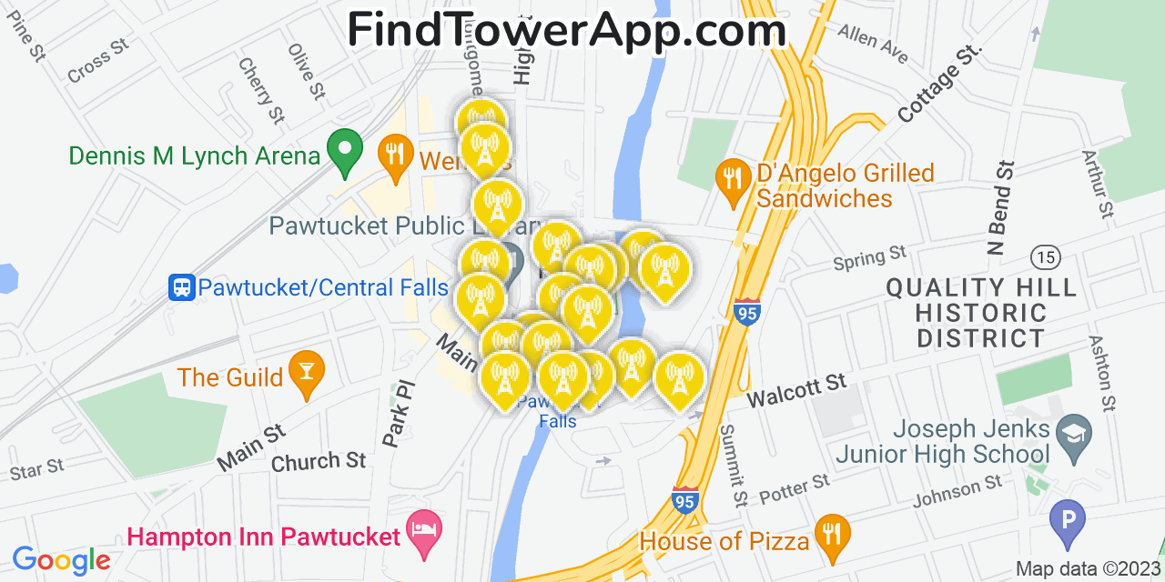 Verizon 4G/5G cell tower coverage map Pawtucket, Rhode Island