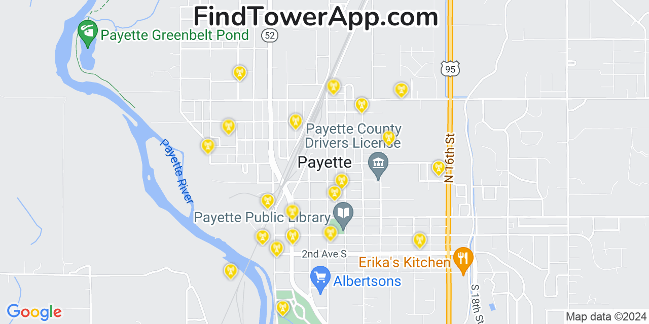 AT&T 4G/5G cell tower coverage map Payette, Idaho