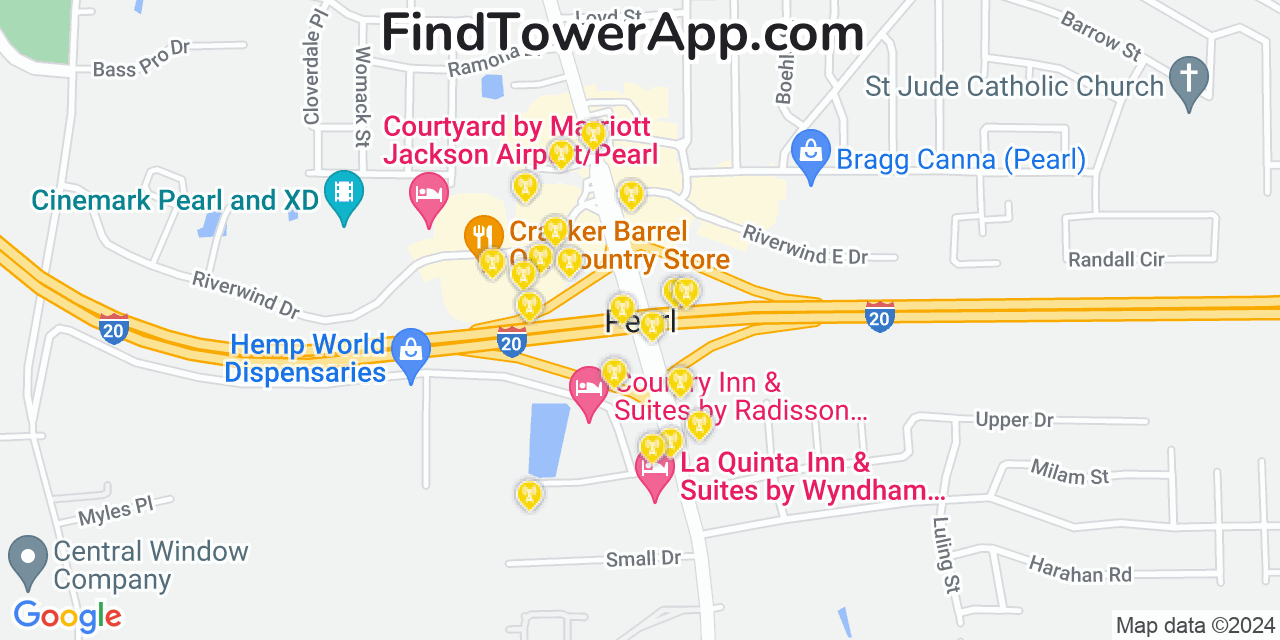 T-Mobile 4G/5G cell tower coverage map Pearl, Mississippi