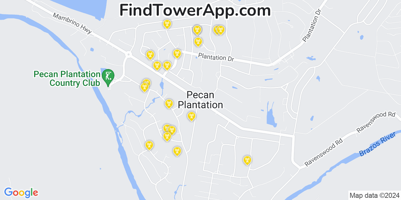 Verizon 4G/5G cell tower coverage map Pecan Plantation, Texas