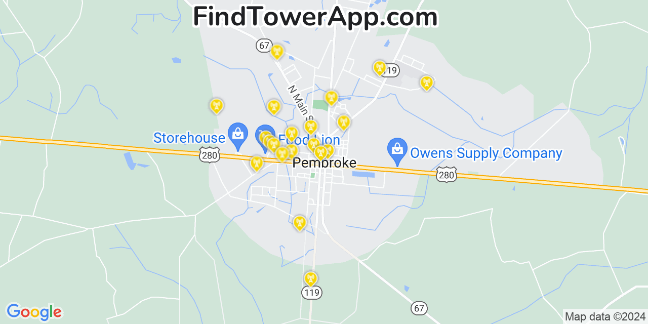 T-Mobile 4G/5G cell tower coverage map Pembroke, Georgia