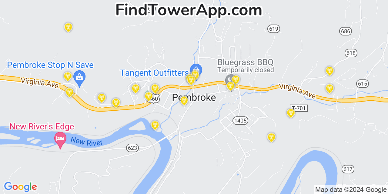 T-Mobile 4G/5G cell tower coverage map Pembroke, Virginia