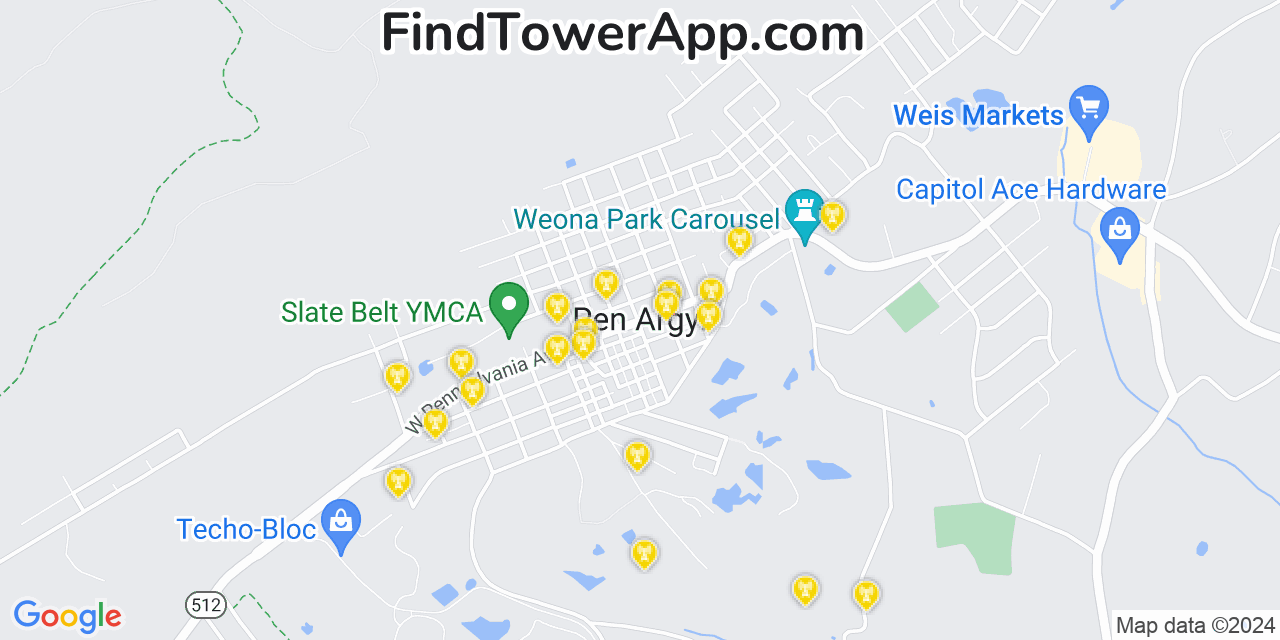 T-Mobile 4G/5G cell tower coverage map Pen Argyl, Pennsylvania