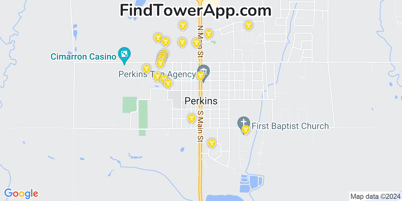 Verizon 4G/5G cell tower coverage map Perkins, Oklahoma