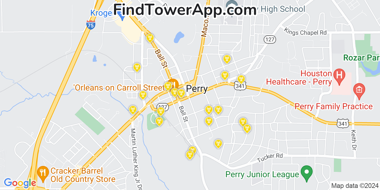 Verizon 4G/5G cell tower coverage map Perry, Georgia