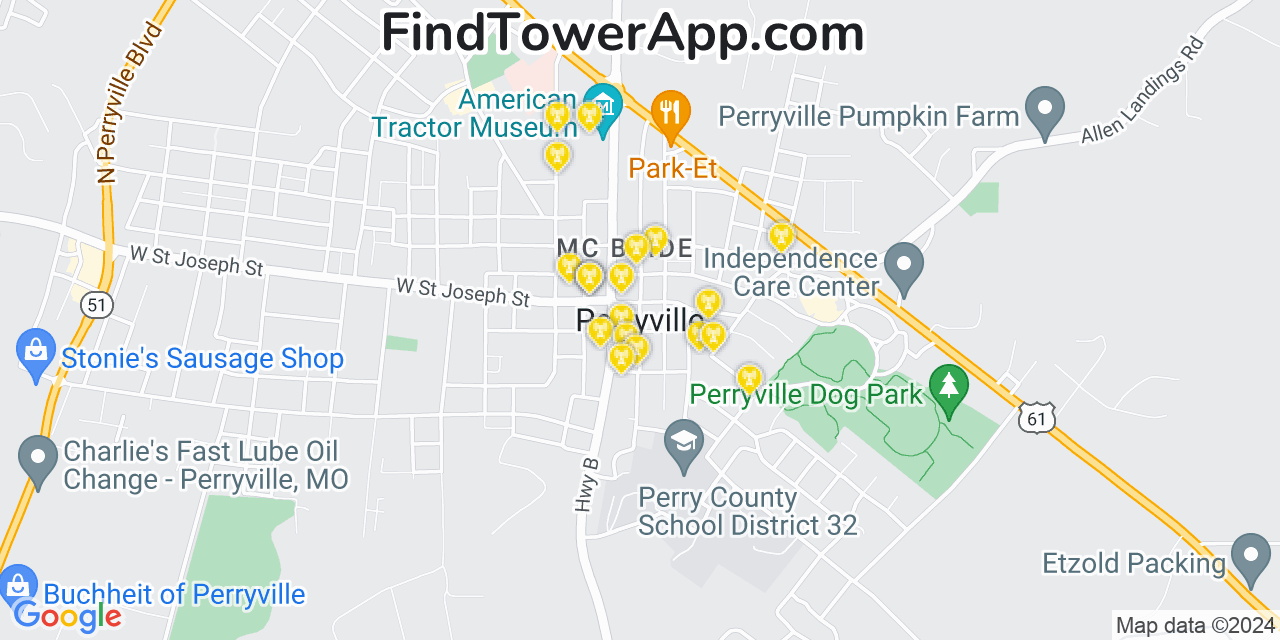 T-Mobile 4G/5G cell tower coverage map Perryville, Missouri