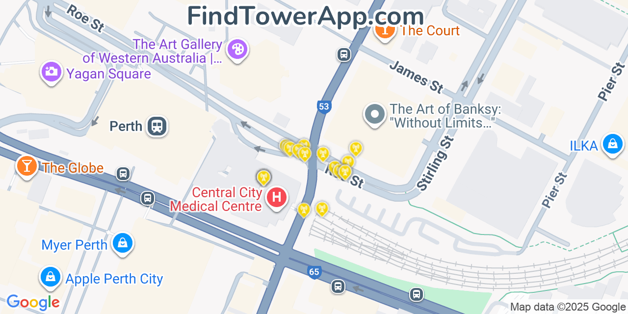 Perth Cell Towers, Australia - FindTower App Coverage Maps
