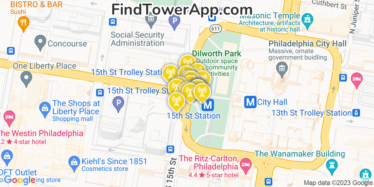 Philadelphia Pennsylvania Cell Tower Coverage Map
