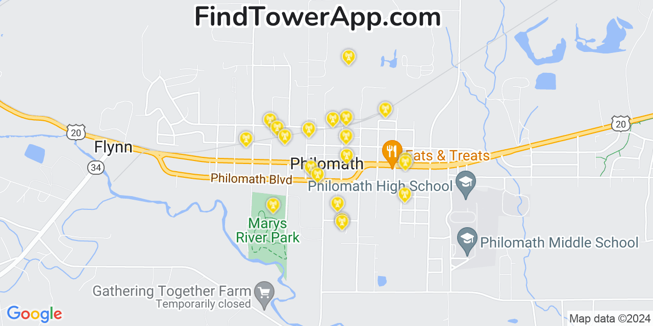 T-Mobile 4G/5G cell tower coverage map Philomath, Oregon