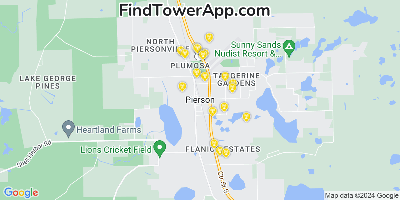 AT&T 4G/5G cell tower coverage map Pierson, Florida