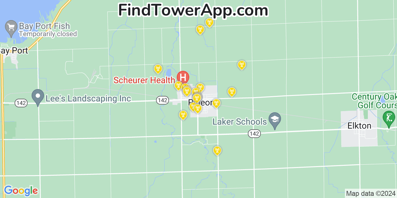 T-Mobile 4G/5G cell tower coverage map Pigeon, Michigan