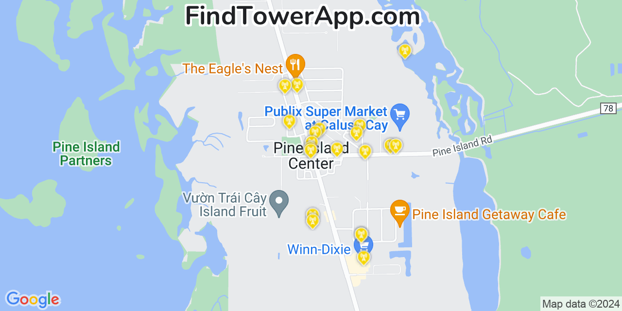 Verizon 4G/5G cell tower coverage map Pine Island Center, Florida