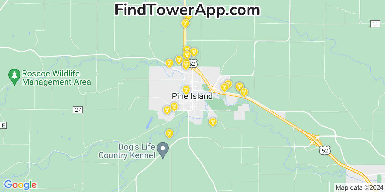 T-Mobile 4G/5G cell tower coverage map Pine Island, Minnesota