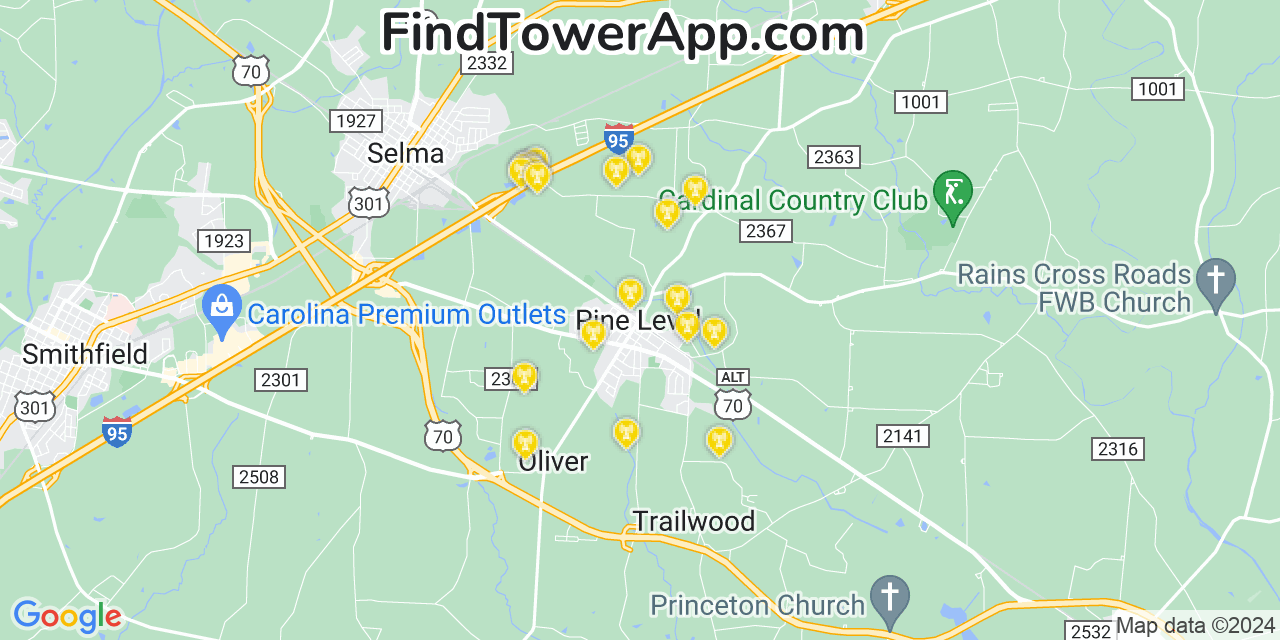 Verizon 4G/5G cell tower coverage map Pine Level, North Carolina