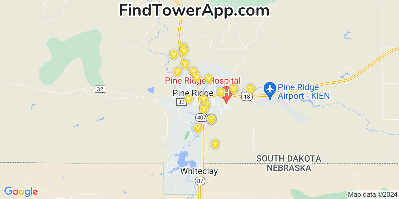 T-Mobile 4G/5G cell tower coverage map Pine Ridge, South Dakota