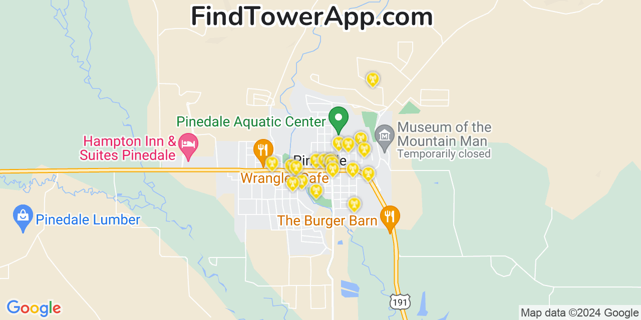 Verizon 4G/5G cell tower coverage map Pinedale, Wyoming